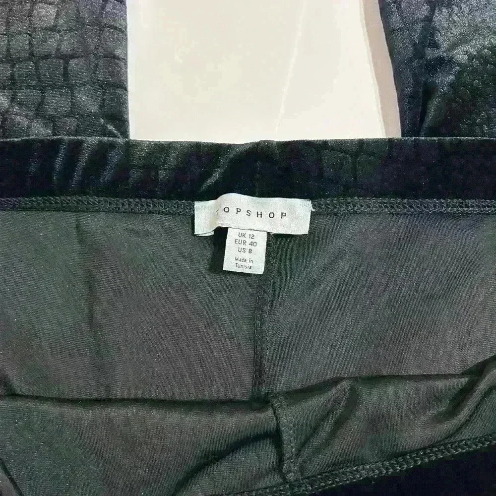 TOPSHOP SNAKESKIN PRINT VELOUR LEGGINGS - Picture 5 of 7